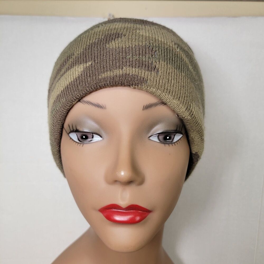 George Knit Green Camo Beanie - Size One Size